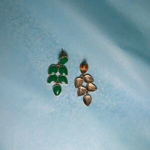 Elegant Green and Silver Leaf Earrings